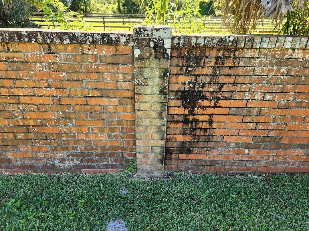 Alpine Home Services to the rescue, making this brick wall in Casselberry look new again.